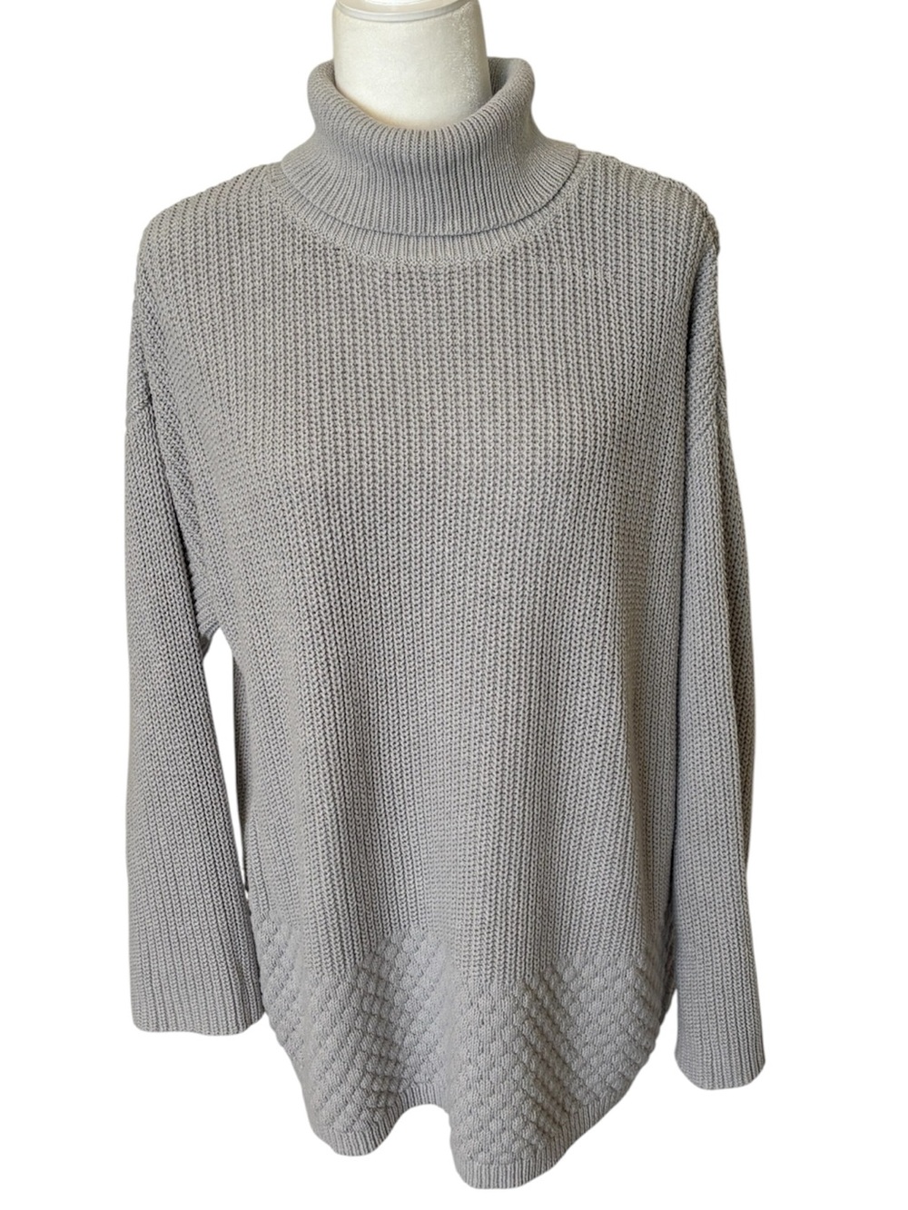 CALVIN KLEIN Gray Cotton Blend Turtleneck Sweater Size Large